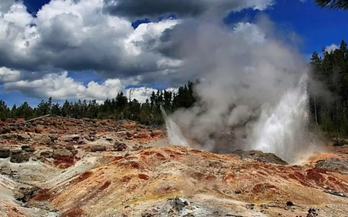 nascente, termal, erupção periódica, jato, potente;