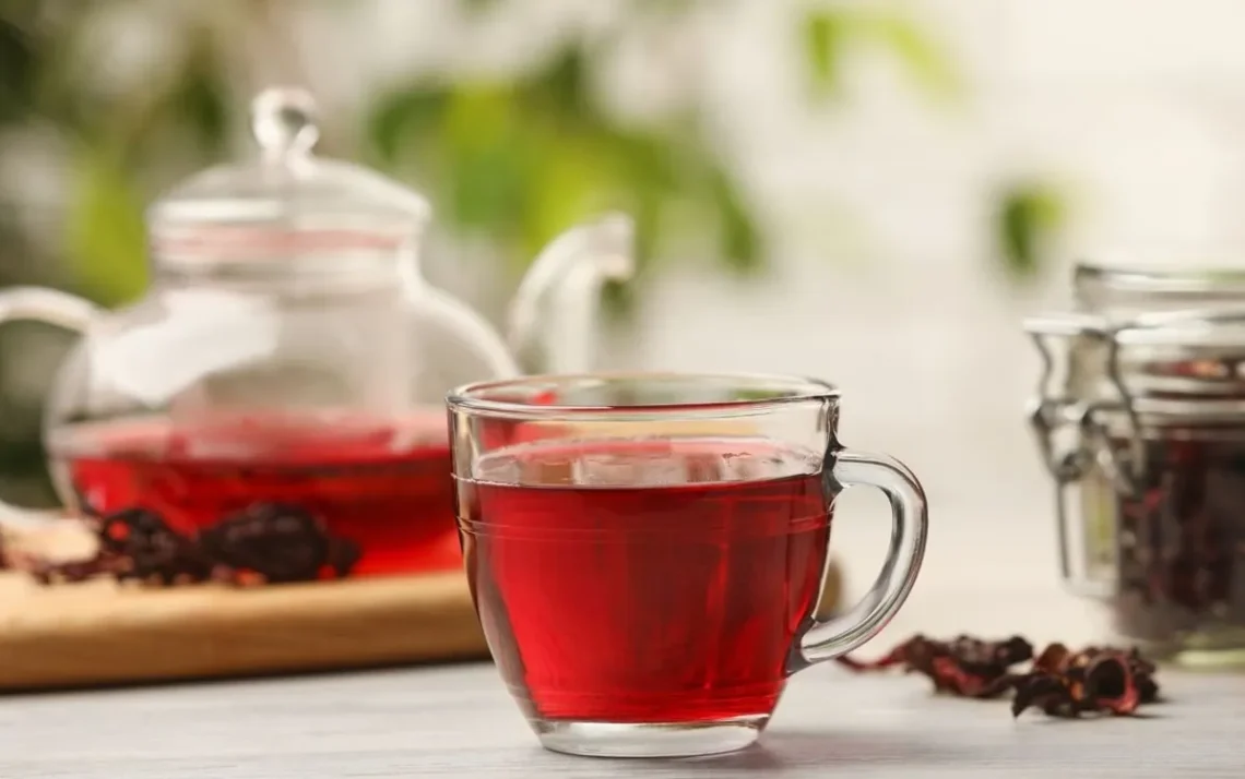 bebida, de hibisco, infusão, de hibisco, bebida, refrescante;